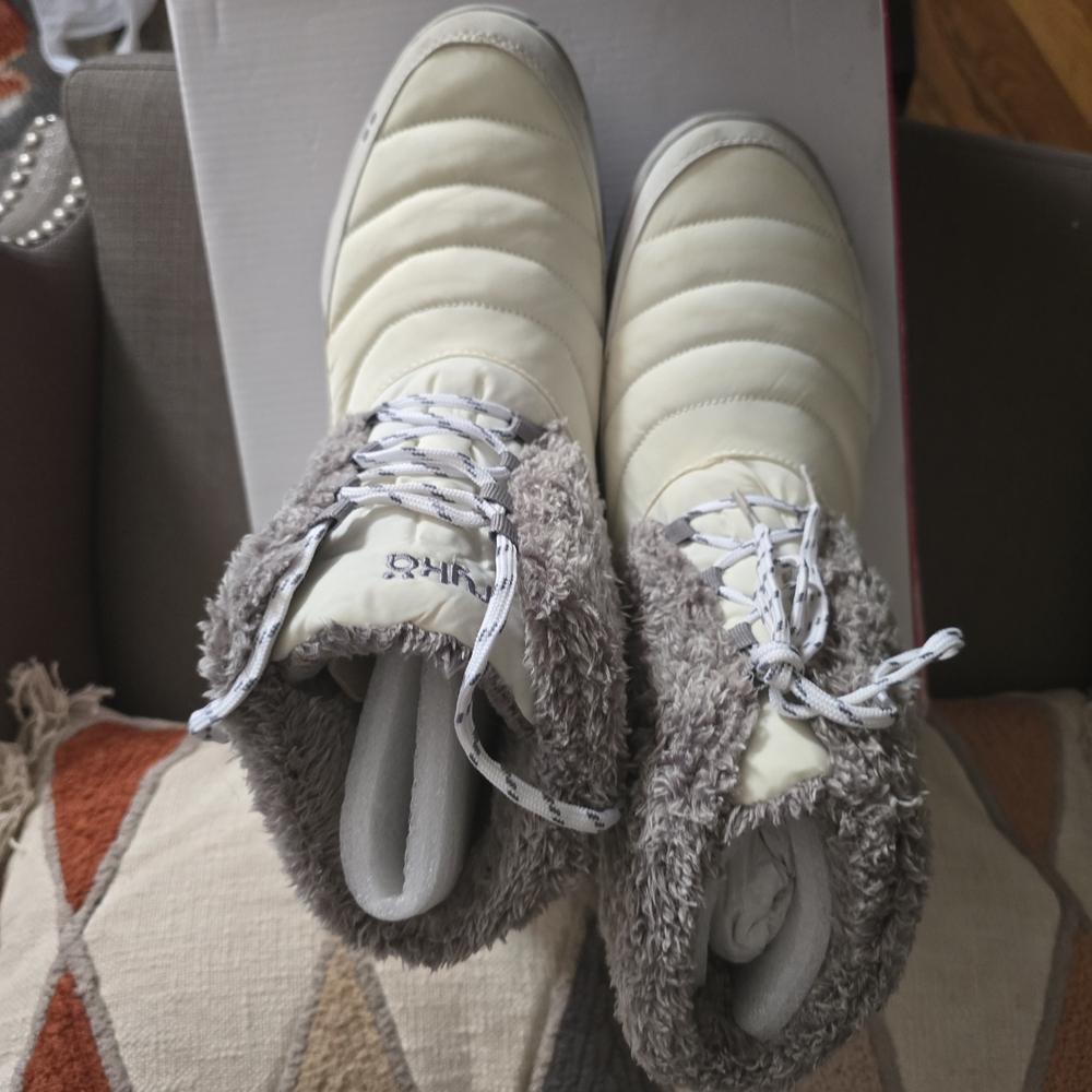 Ryka Cream and Gray Winter Boots